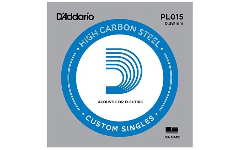 D'ADDARIO PL015 - Plain Steel - одиночная струна .015