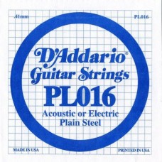 D'ADDARIO PL016 - Plain Steel - одиночная струна .016