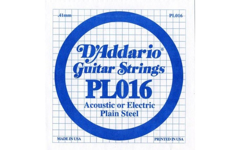 D'ADDARIO PL016 - Plain Steel - одиночная струна .016