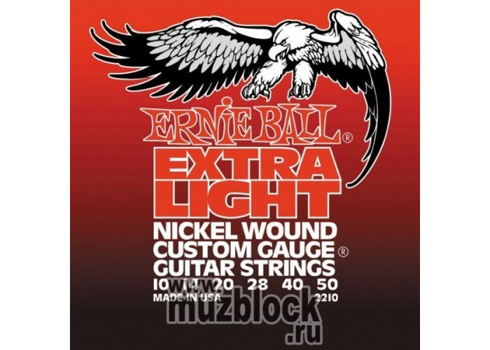 ERNIE BALL 2210 - струны для электрогитары Nickel Wound Extra Light (10-14-20w-28-40-50)