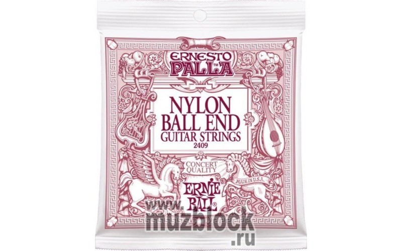 ERNIE BALL 2409 - нейлоновые струны для классической гитары, среднее нятяжение, Ball-End, Ernesto Pa