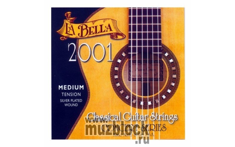 LA BELLA 2001 Medium - нейлоновые струны для классической гитары, среднее натяжение