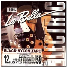 LA BELLA 800 L Black Nylon Комплект струн для электрогитары, оплетка черный нейлон, 12-56