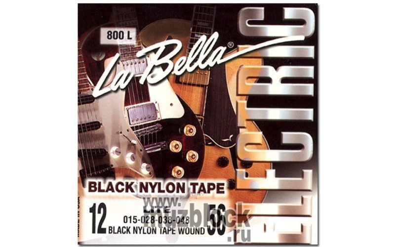 LA BELLA 800 L Black Nylon Комплект струн для электрогитары, оплетка черный нейлон, 12-56