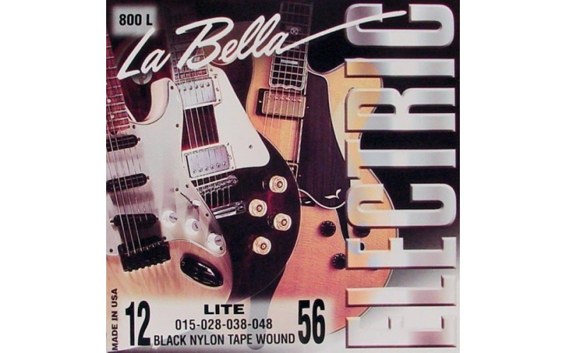 LA BELLA 800 L Black Nylon Комплект струн для электрогитары, оплетка черный нейлон, 12-56