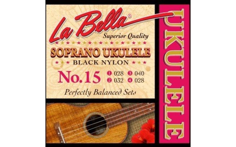 LA BELLA Ukulele 15 BLACK Комплект струн для укулеле, черный нейлон