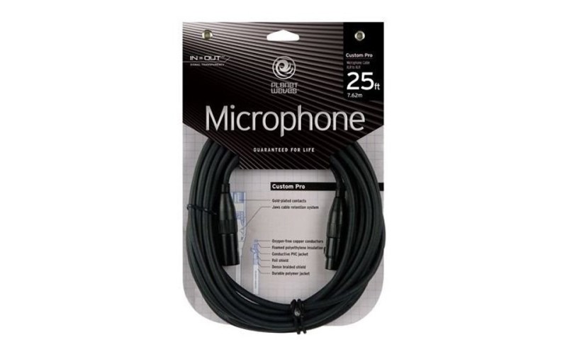 PLANET WAVES PW-CPM-25 - микрофонный шнур XLR папа - XLR мама, 7,62 метра