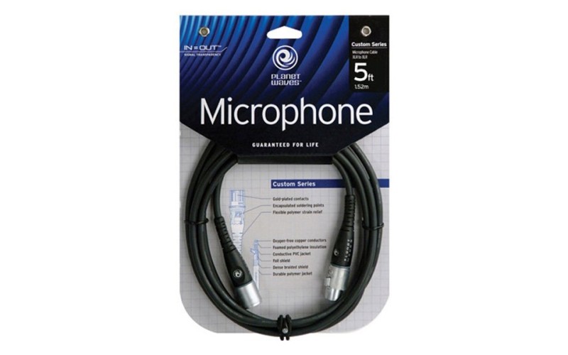 PLANET WAVES PW-M-05 - микрофонный шнур XLR Male - XLR Female, 1,5 метра