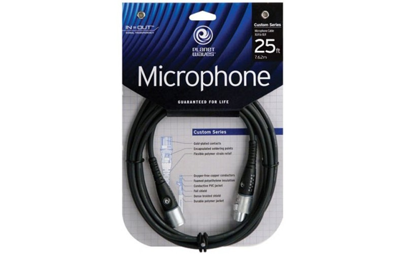 PLANET WAVES PW-M-25 - микрофонный шнур XLR Male - XLR Female, 7,62 метра