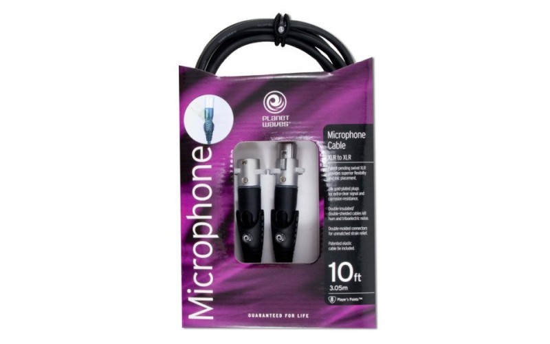 PLANET WAVES PW-MS-10 - микрофонный шнур XLR Male - XLR Female, 180 гр. сгиб., 3 метра