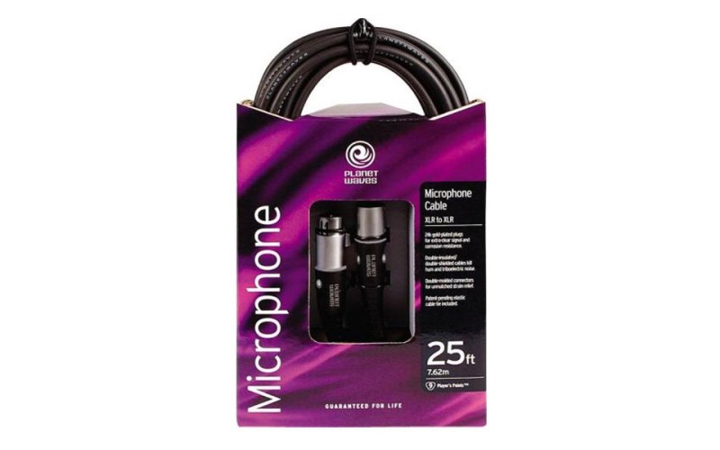 PLANET WAVES PW-MS-25 - микрофонный шнур XLR-XLR, 7,62 м.,180 гр. сгиб.