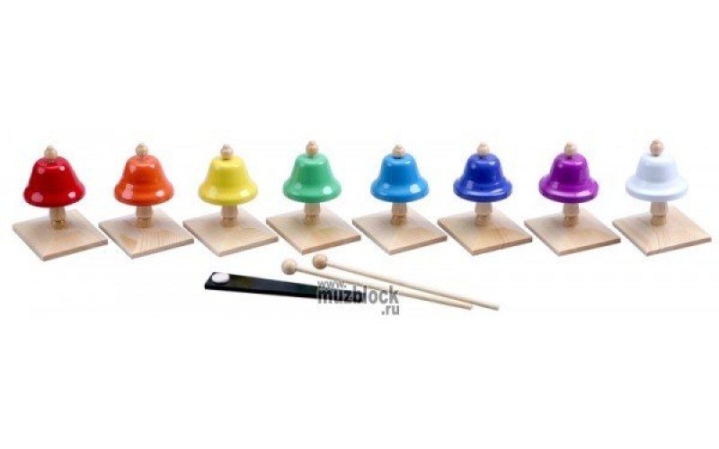 VESTON BLAC-8C - набор цветных колокольчиков на подставке 8 штук