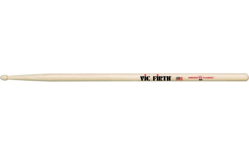 VIC FIRTH 8D - барабанные палочки 7A с деревянным наконечником и более длинной ручкой