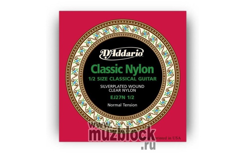 D'ADDARIO EJ27N 1/2 - струны для гитары 1/2, нейлон, Student Classics