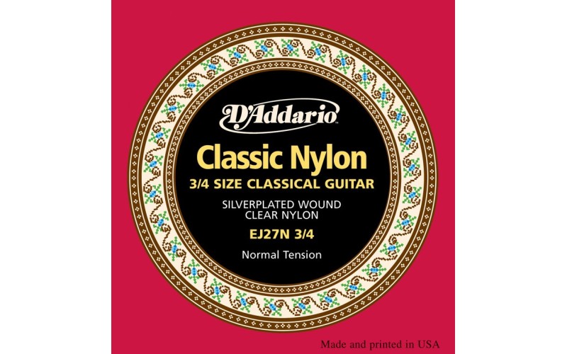 D'ADDARIO EJ27N 3/4 - струны для гитары 3/4, нейлон, Student Classics
