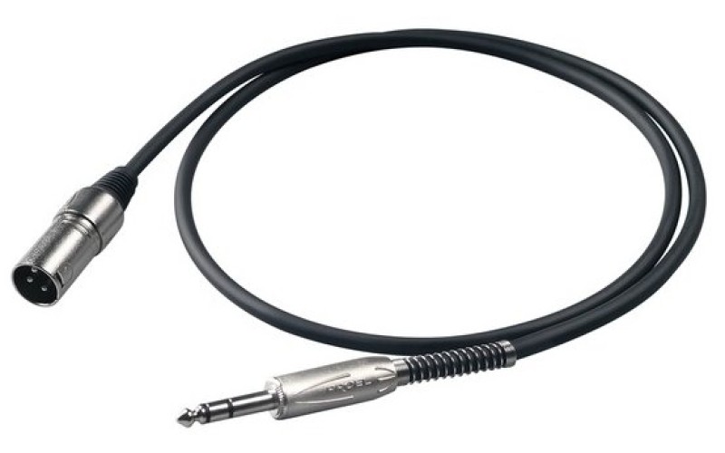 PROEL BULK230LU3 - микрофонный кабель, 6.3 джек стерео <-> XLR (папа), длина - 3 м