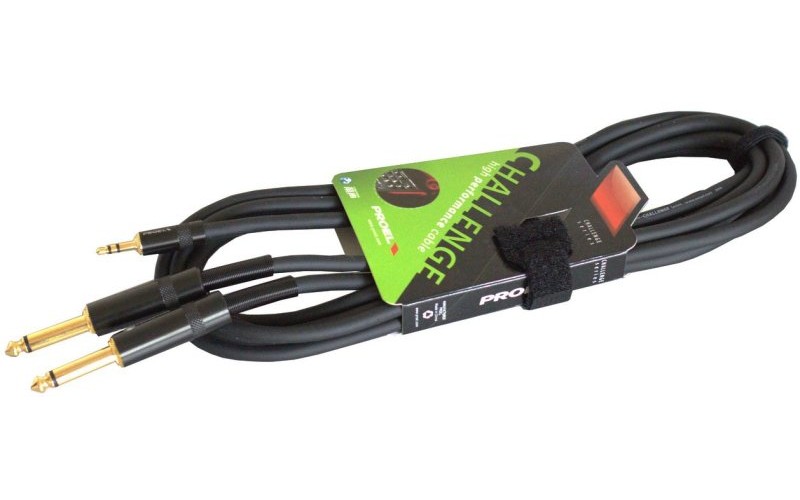 Proel CHLP170LU15 - сценический инструментальный кабель, 2xJACK 6.3mm <-> 3.5 Jack стерео, 1.5м