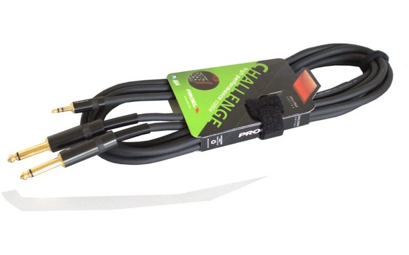 Proel CHLP170LU3 - сценический инструментальный кабель, 2xJACK 6.3mm <-> 3.5 Jack стерео, 3м