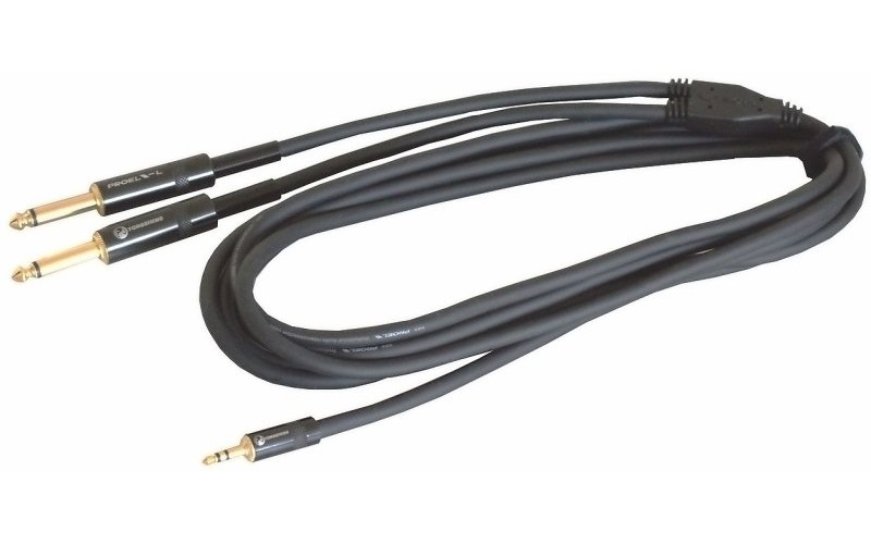 Proel CHLP170LU3 - сценический инструментальный кабель, 2xJACK 6.3mm <-> 3.5 Jack стерео, 3м