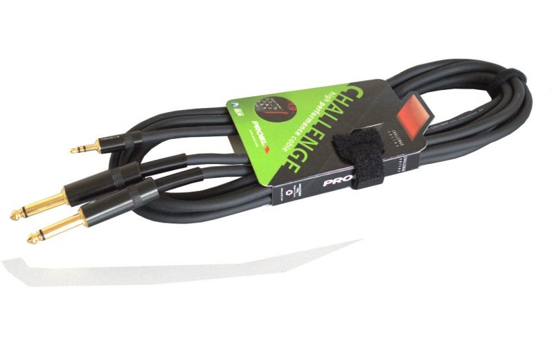 Proel CHLP170LU3 - сценический инструментальный кабель, 2xJACK 6.3mm <-> 3.5 Jack стерео, 3м
