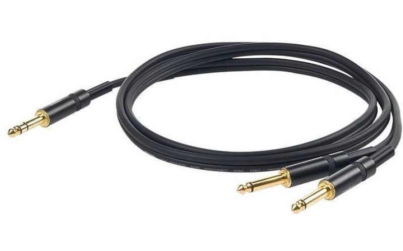 Proel CHLP210LU15 - сценический кабель, JACK 6.3mm стерео <-> 2х6.3 Jack моно, 1,5м