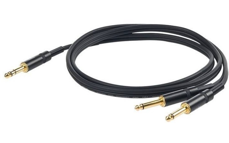 Proel CHLP210LU5 - сценический кабель, JACK 6.3mm стерео <-> 2х6.3 Jack моно, 5м