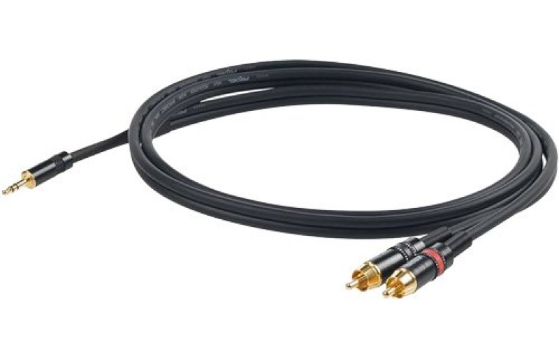 Proel CHLP215LU15 - сценический кабель, JACK 3.5 mm стерео <-> 2хRCA male, 1.5м