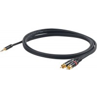 Proel CHLP215LU3 - сценический кабель, JACK 3.5 mm стерео <-> 2хRCA male, 3м