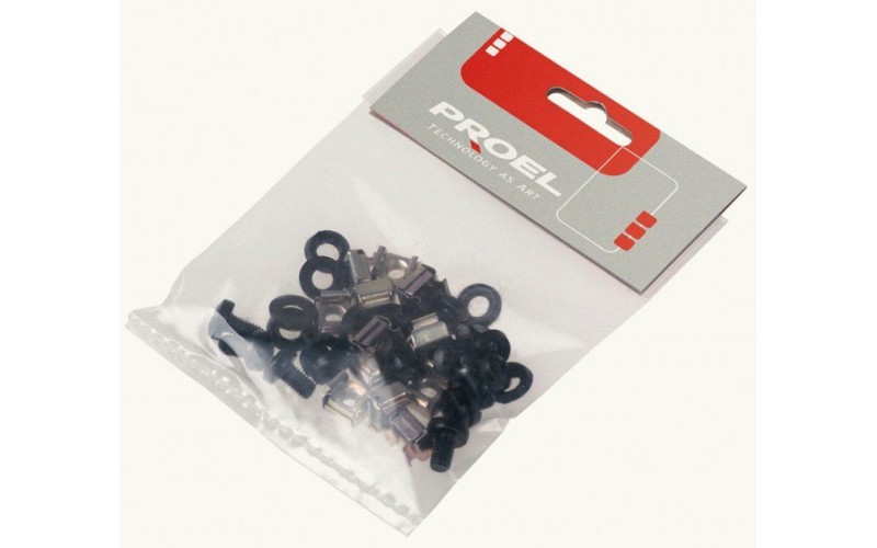 Proel KIT12 - Комплект крепежа для рэка: винт М6х10мм, гайка М6, нейлоновая шайба х 12шт