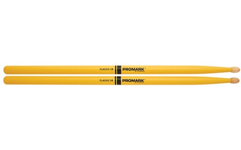 ProMark TX5BW-YELLOW 5B Барабанные палочки, желтые, орех гикори, деревянный наконечник