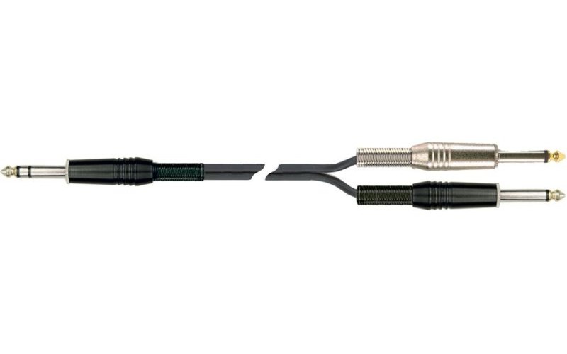 QUIK LOK STR605K-5 BK компонентный кабель, Stereo Jack Male - 2 Mono Jack Male, 5м