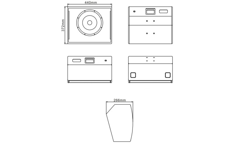 RFIntell PC10 коаксиальная АС окружения, 10”+1”, 90°x90°, 60-20000Гц, 8Ом, 120/126дБ, 400Вт, 372x440