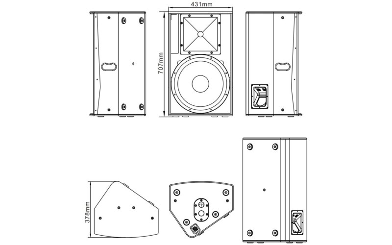 RFIntell TX15 пассивная широкополосная АС, сателлит/монитор, 15”+1”, 8Ом, 500Вт, 55-18000Гц, 80°x50°