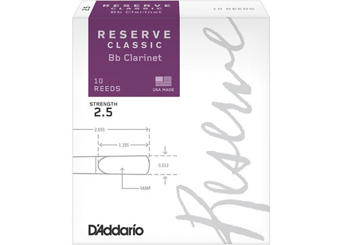 Rico DCT1025 Reserve Classic Трости для кларнета Bb, размер 2.5, 10шт
