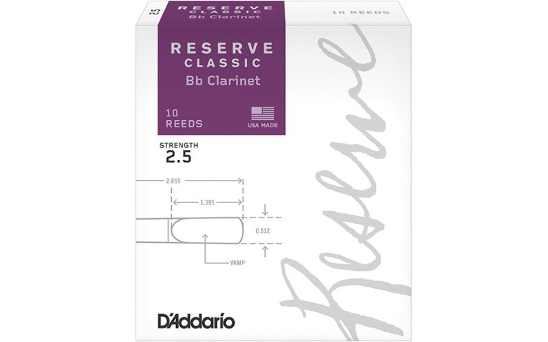 Rico DCT1025 Reserve Classic Трости для кларнета Bb, размер 2.5, 10шт