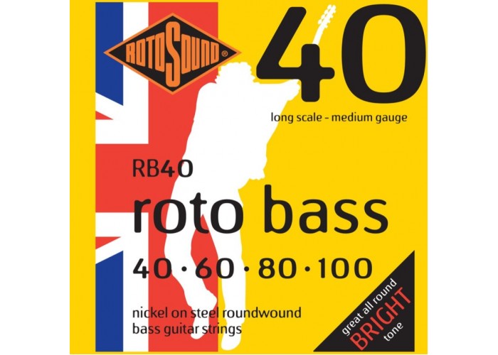 ROTOSOUND RB40 NICKEL (UNSILKED) 40 60 80 100 струны для басгитары, никелевое покрытие, 40-100