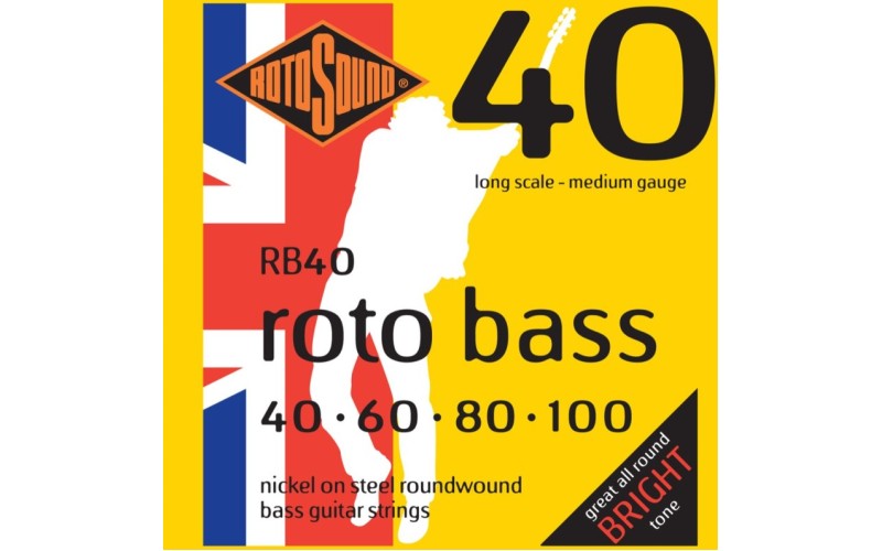 ROTOSOUND RB40 NICKEL (UNSILKED) 40 60 80 100 струны для басгитары, никелевое покрытие, 40-100