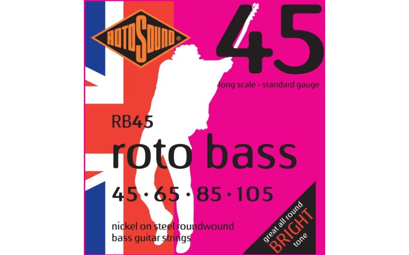 ROTOSOUND RB45 NICKEL (UNSILKED) 45 65 85 105 струны для басгитары, никелевое покрытие, 45-105