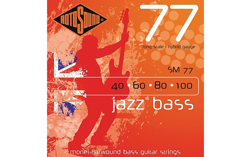 ROTOSOUND SM77 JAZZ BASS FLATWOUND STRINGS MONEL струны для бас-гитары, монель, 40-100