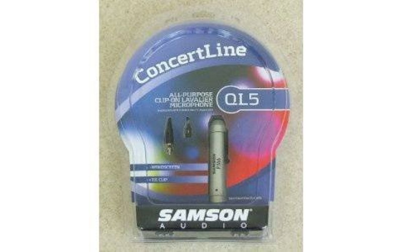 Samson QL5  CL петличный конденсаторный микрофон с адаптером и ветрозащитой