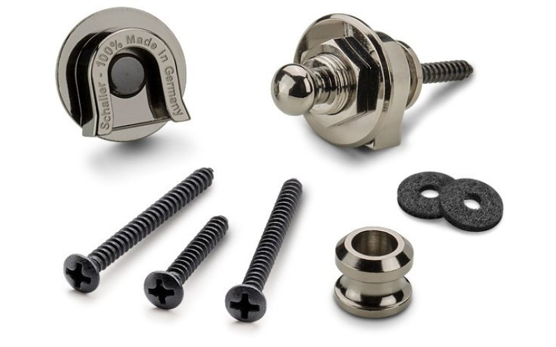 Schaller 14010601 Security Lock Крепление для ремня с блокировкой, для гитары, рутений