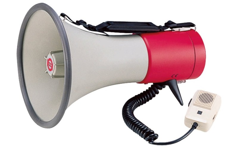 SHOW ER-56SW - мегафон 25 вт, вын. микр., свисток+сирена, 12в, 8 батарей тип