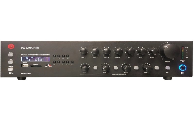 Show MPA-240RS - трансляц. система 240вт,24V70/100в, mp3-плеер,4mic\line+aux, 4 зоны