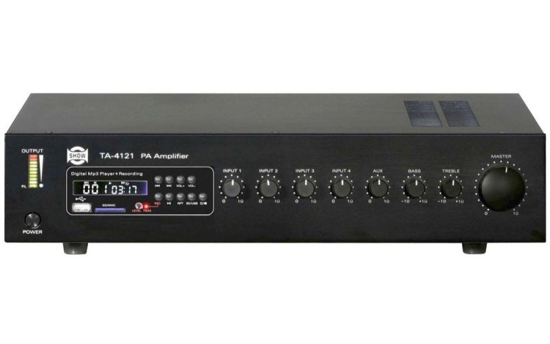 Show TA-4121 - трансляц. система 120вт, 70/100в, 4Line/mic+2AUX, MP3 плеер пишущий