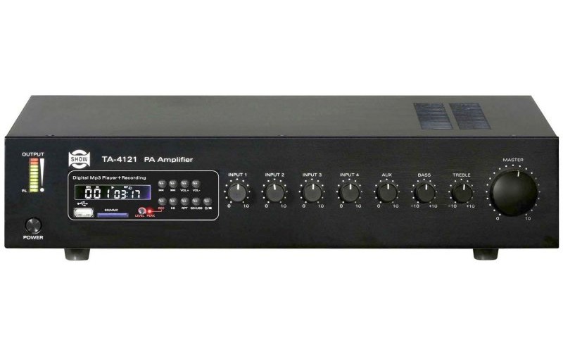 Show TA-4121 - трансляц. система 120вт, 70/100в, 4Line/mic+2AUX, MP3 плеер пишущий