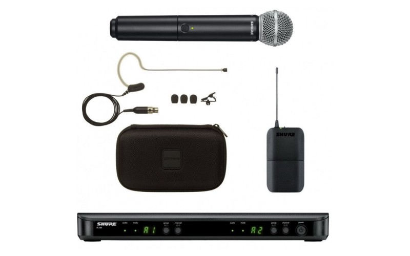 SHURE BLX1288E/MX53 K3E 606-638 MHz двухканальная радиосистема с головным микрофоном MX153 и SM58