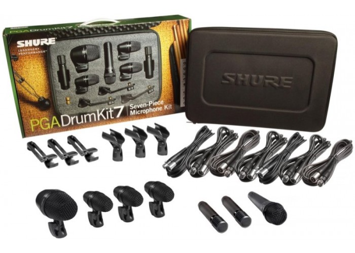 SHURE PGADRUMKIT7 набор микрофонов для ударных, включает в себя: PGA52 х 1, PGA56 х 3, PGA57 х 1, PG