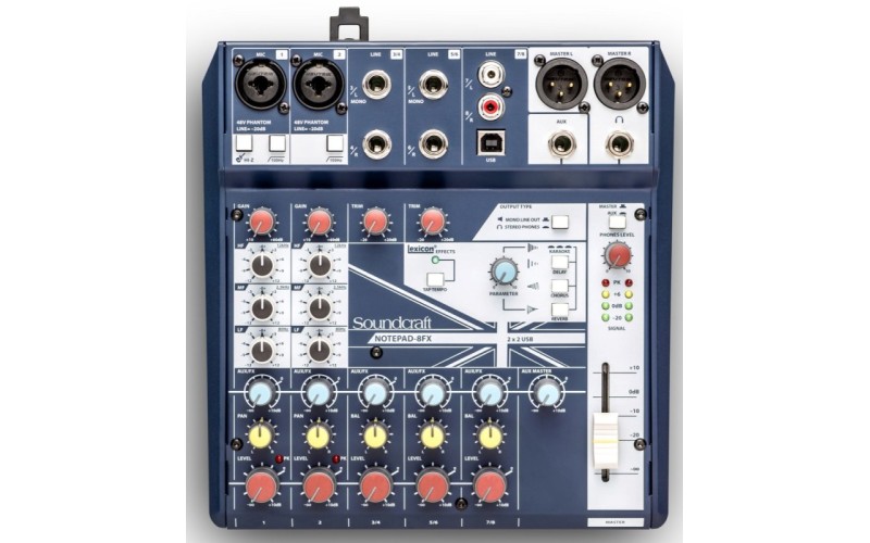 Soundcraft Notepad-8FX - компактный 8-канальный микшерный пульт с процессором эффектов Lexicon и USB