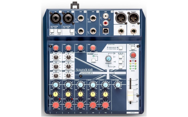 Soundcraft Notepad-8FX - компактный 8-канальный микшерный пульт с процессором эффектов Lexicon и USB
