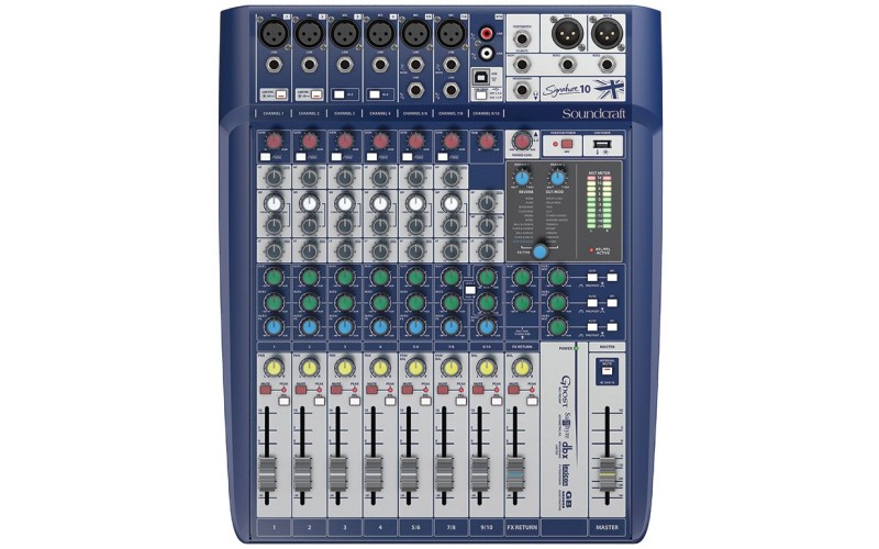 Soundcraft Signature 10 - аналоговый микшерный пульт, 10 вх., 6 x preamps, 2 x dbx Lim., 2 x USB in